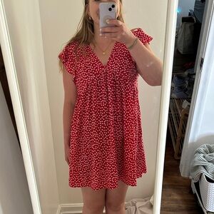 SHEIN Red Polka Dot Dress